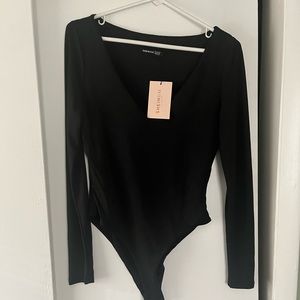 Black v neck body suit